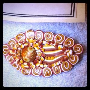 Handmade Polymer Clay Multi media artistic brooch